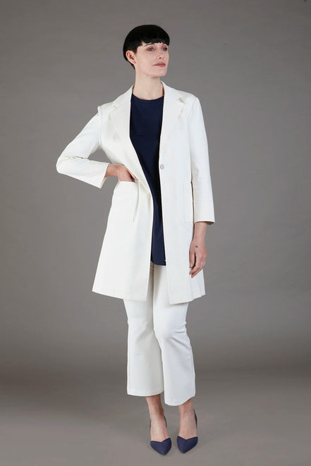 Procida Long Jacket in White Denim