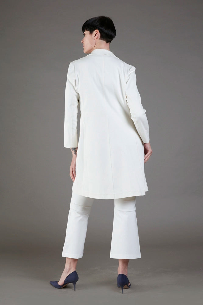 Procida Long Jacket in White Denim
