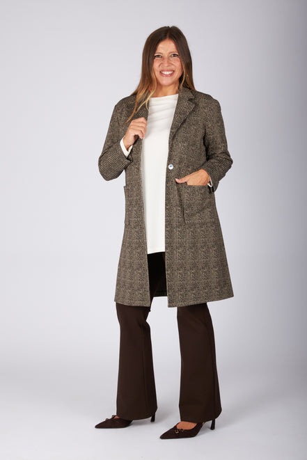 Giacca Procida stampa tweed marrone-beige