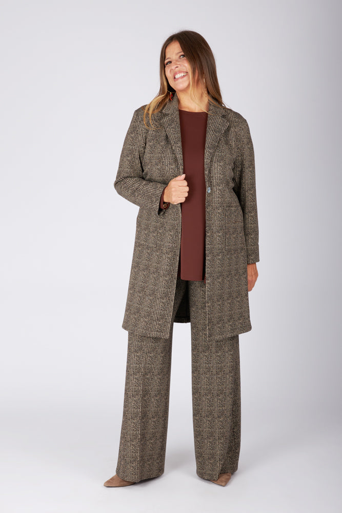 Giacca Procida stampa tweed marrone-beige
