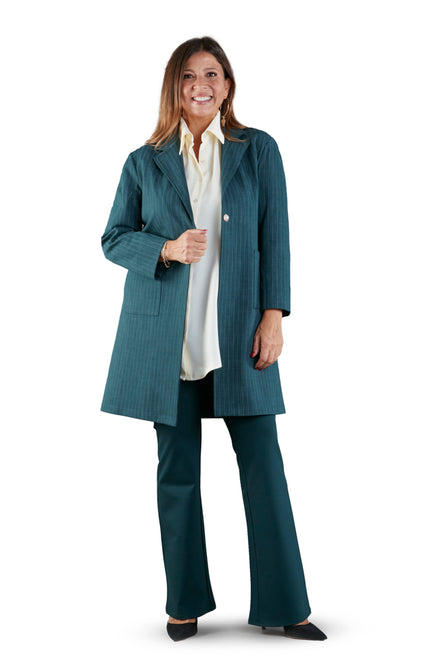Procida Jacket in Green Pinstripe