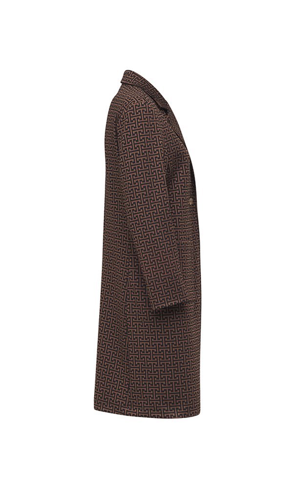 Giacca lunga donna Procida stampa optical mocha nero