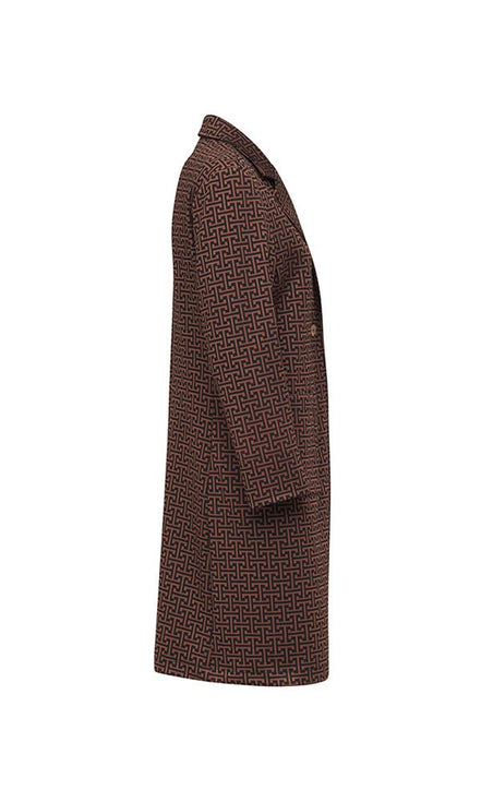 Giacca lunga donna Procida stampa optical mocha nero
