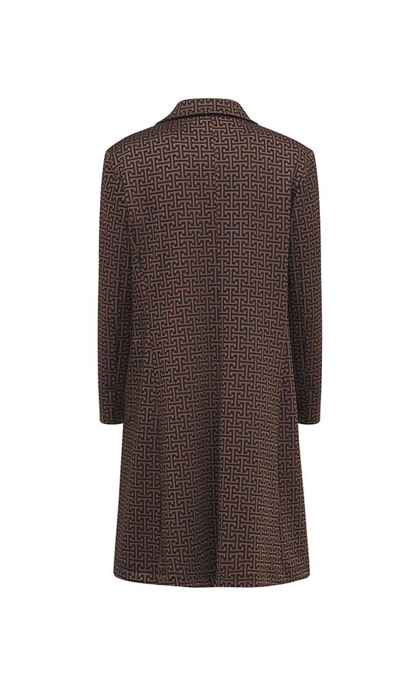 Giacca lunga donna Procida stampa optical mocha nero