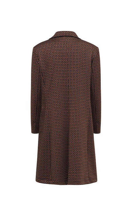 Giacca lunga donna Procida stampa optical mocha nero