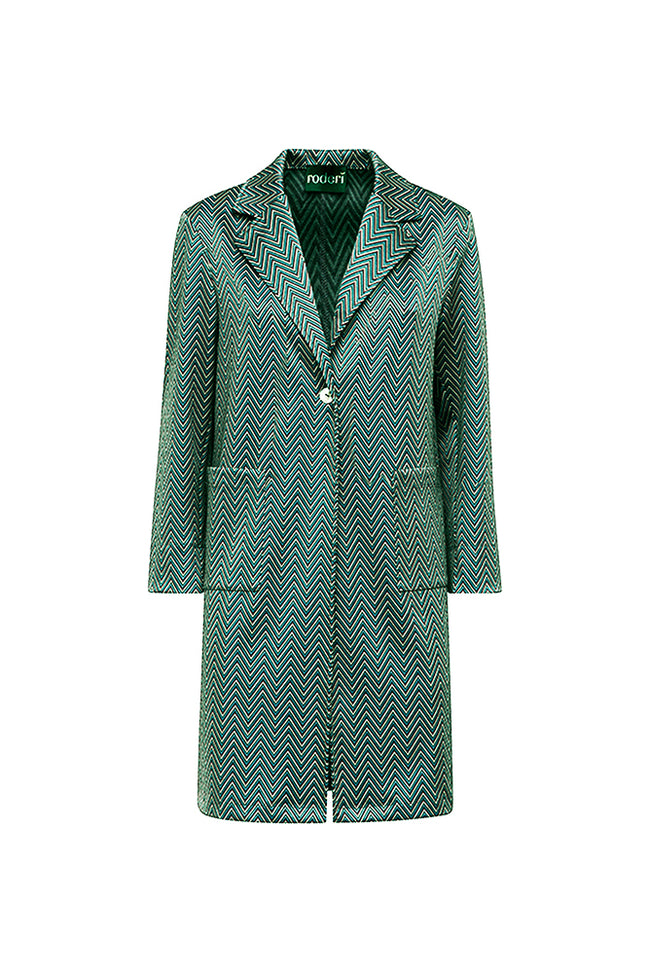 Procida Jacket in Green Herringbone