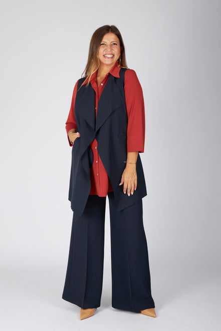 Gilet Barcelona crepe cady blu
