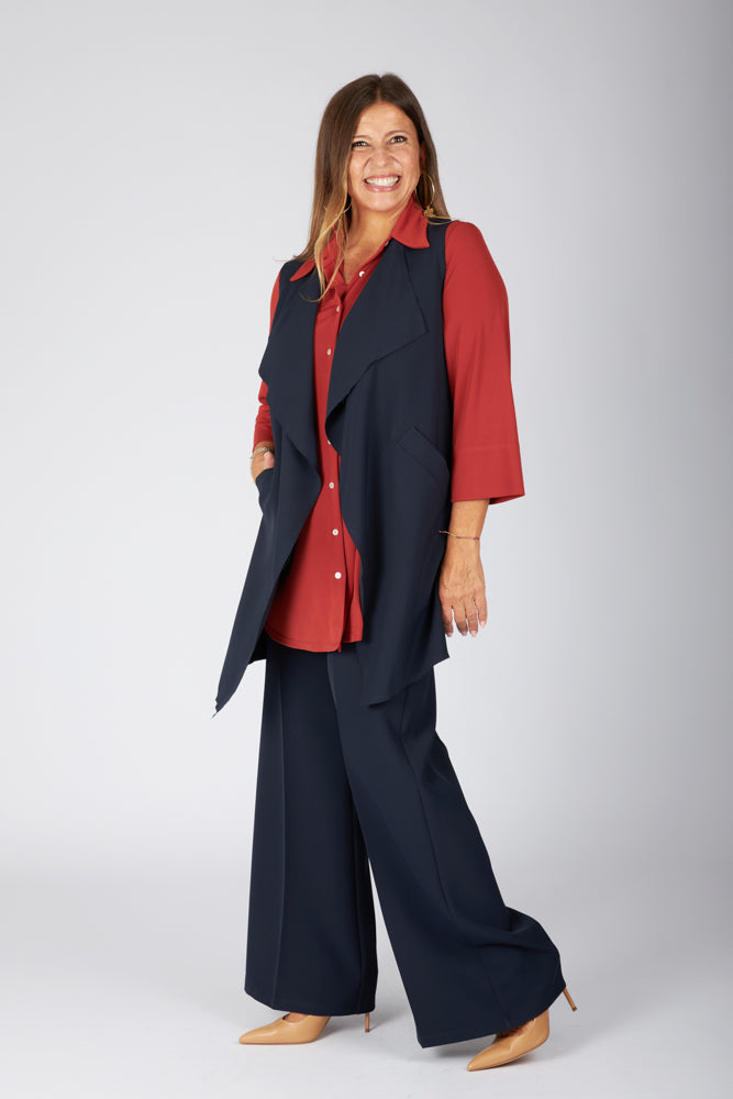 Gilet Barcelona crepe cady blu