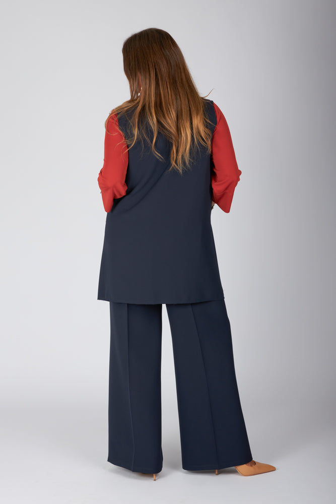 Gilet Barcelona crepe cady blu