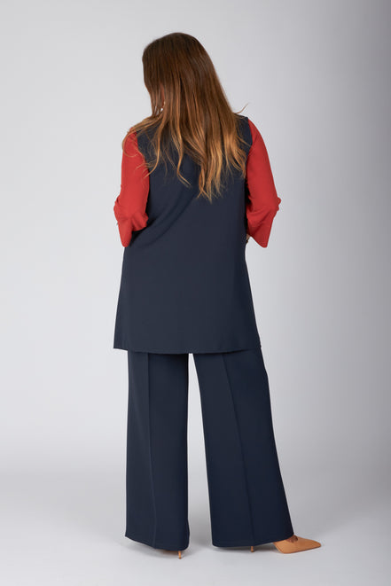 Gilet Barcelona crepe cady blu
