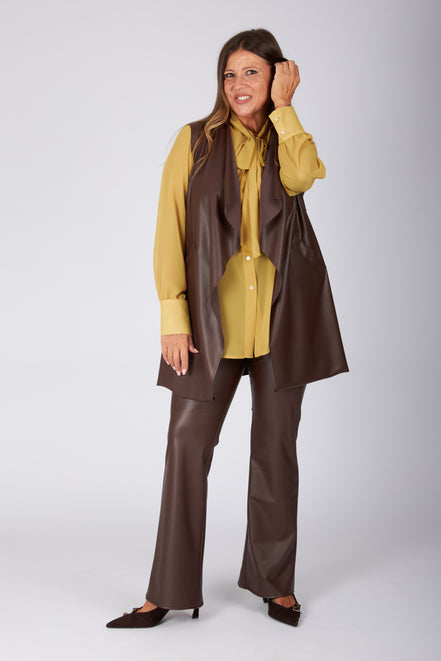 Gilet Barcelona ecopelle cioccolato