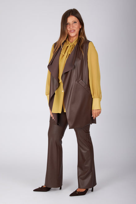Gilet Barcelona ecopelle cioccolato