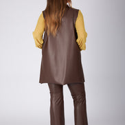 Gilet Barcelona ecopelle cioccolato