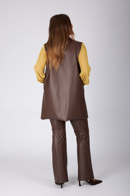 Gilet Barcelona ecopelle cioccolato
