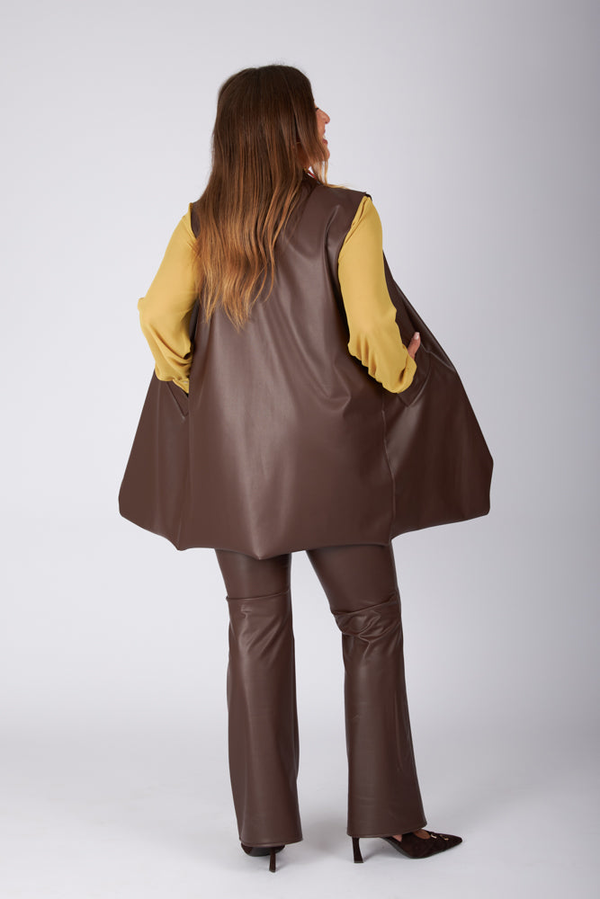 Gilet Barcelona ecopelle cioccolato