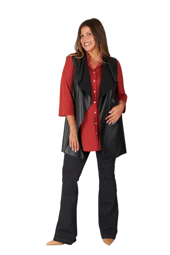 Gilet  Barcelona ecopelle nera