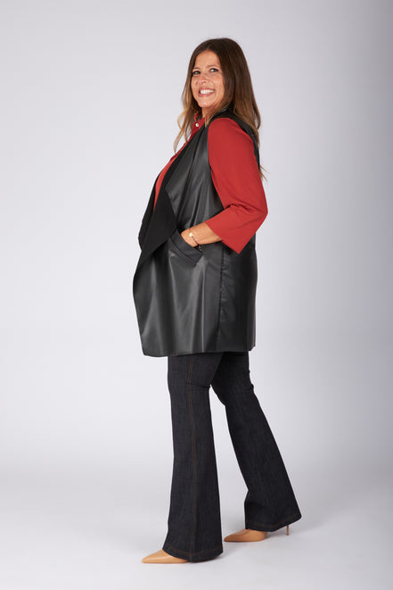 Gilet Barcelona ecopelle nera