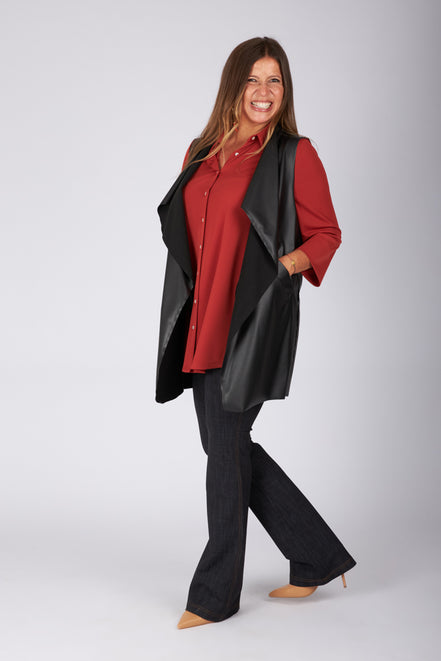 Gilet Barcelona ecopelle nera