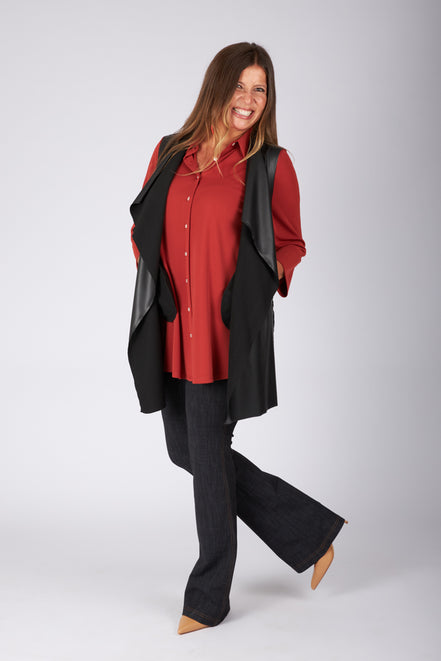 Gilet Barcelona ecopelle nera