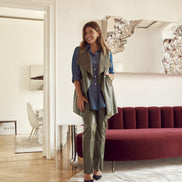 Barcelona Gilet in Army Green Faux Leather