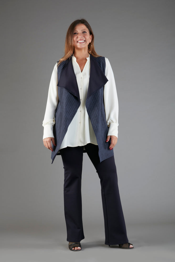 Gilet Barcelona gessato blu delavè