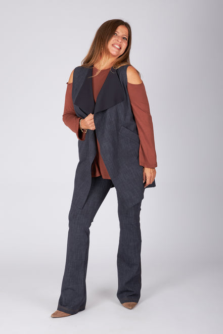 Gilet Barcelona in punto Milano blu delavè