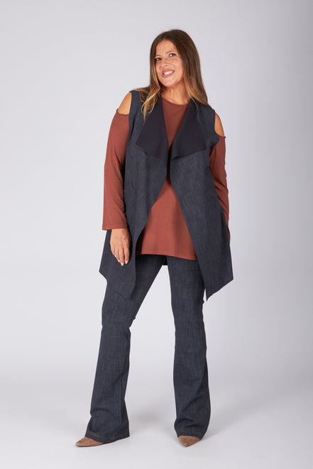 Gilet Barcelona in punto Milano blu delavè