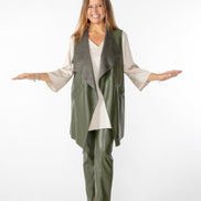Barcelona Gilet in Army Green Faux Leather