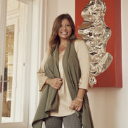 Gilet Frisco in punto Milano di cotone verde militare