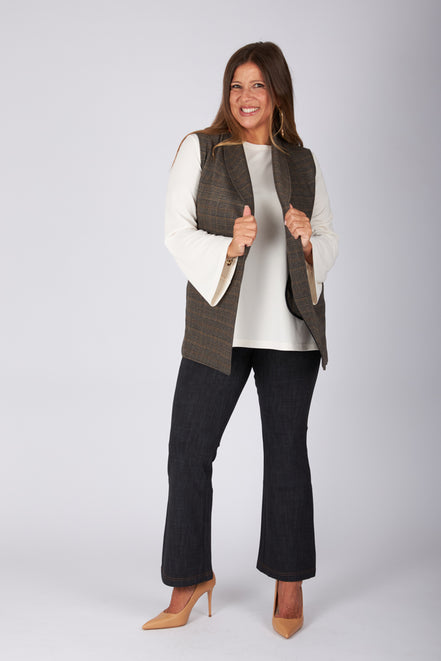 Gilet Kyoto scozzese beige nero oro