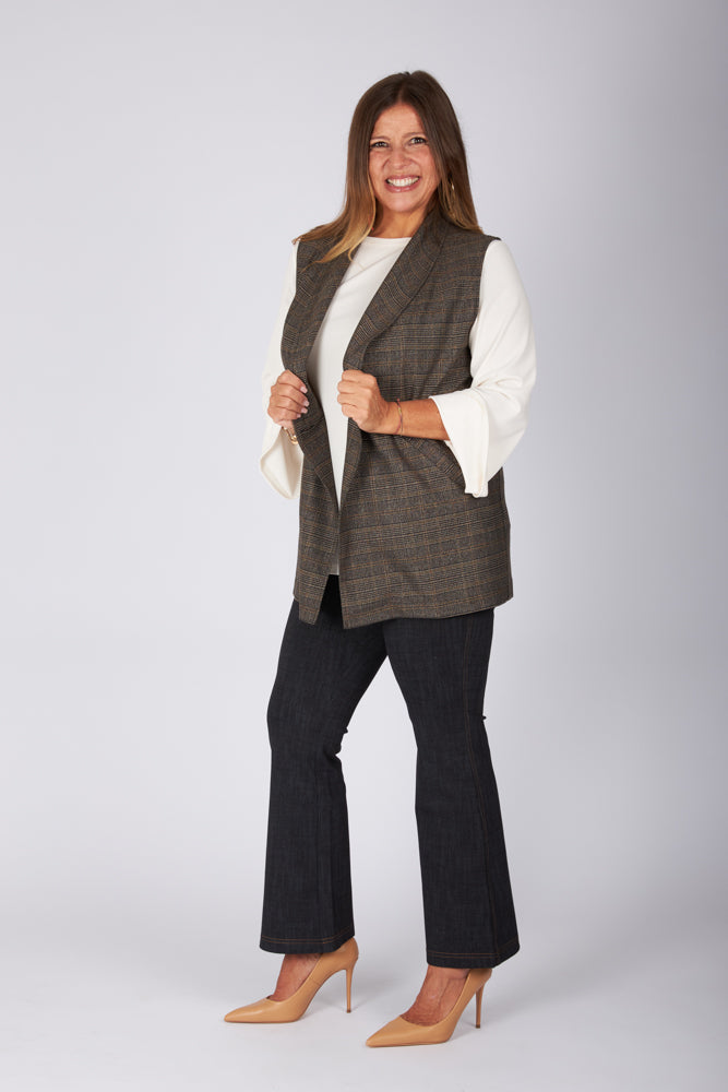 Gilet Kyoto scozzese beige nero oro