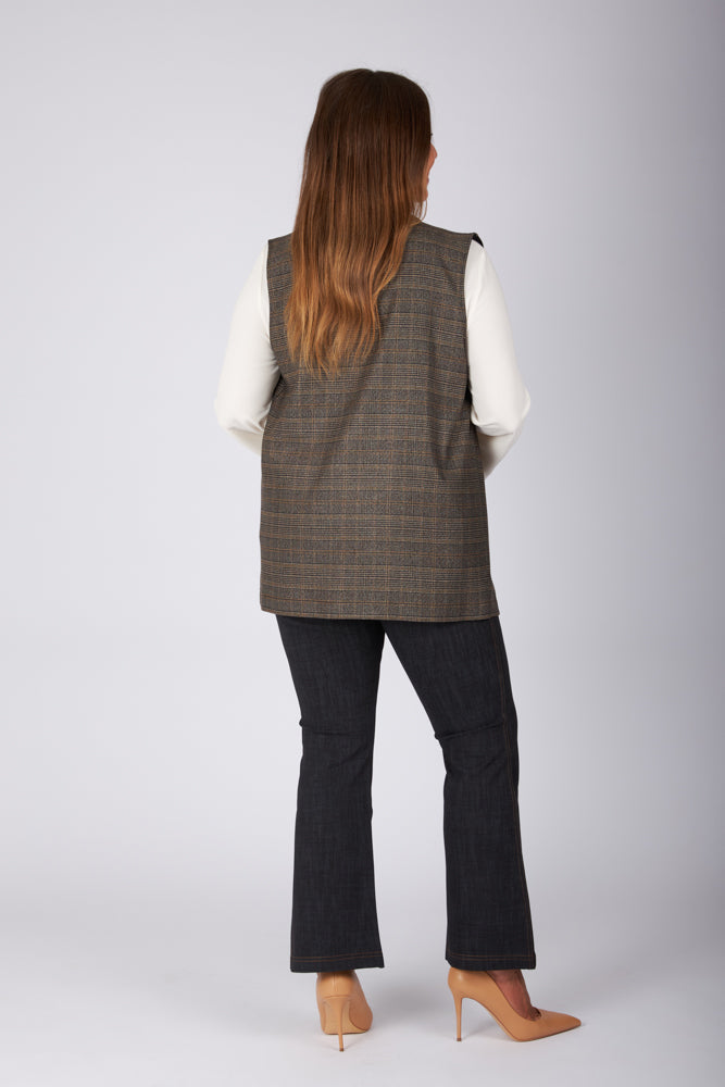 Gilet Kyoto scozzese beige nero oro