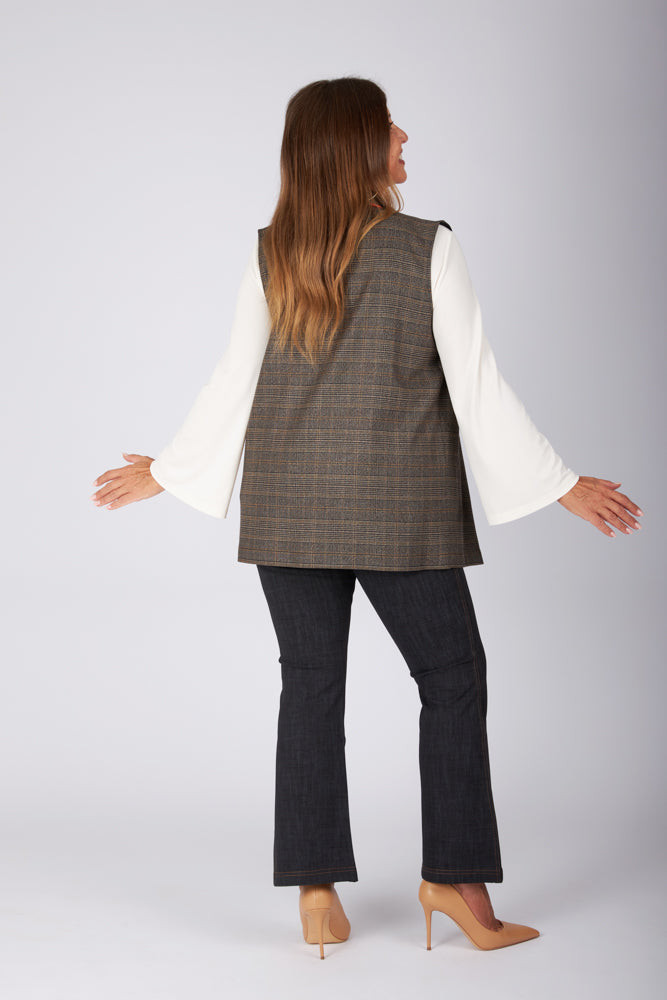Gilet Kyoto scozzese beige nero oro