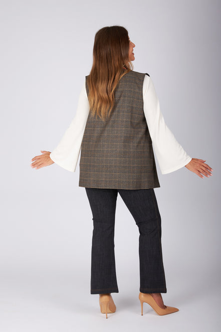 Gilet Kyoto scozzese beige nero oro