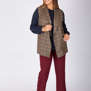 Gilet Kyoto scozzese tabacco blu vino