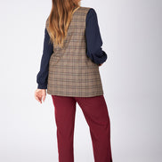 Gilet Kyoto scozzese tabacco blu vino