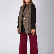 Gilet Kyoto scozzese tabacco blu vino