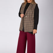 Gilet Kyoto scozzese tabacco blu vino