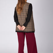Gilet Kyoto scozzese tabacco blu vino