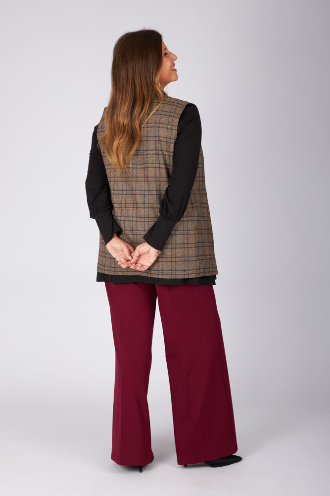 Gilet Kyoto scozzese tabacco blu vino