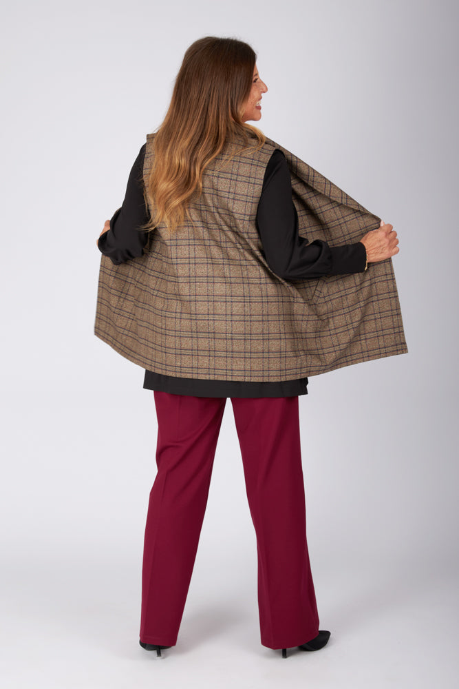 Gilet Kyoto scozzese tabacco blu vino