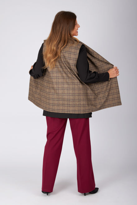 Gilet Kyoto scozzese tabacco blu vino