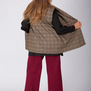Gilet Kyoto scozzese tabacco blu vino