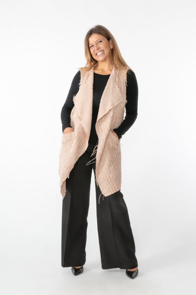 Gilet Barcelona bouclè lurex rosa