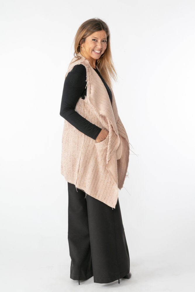 Gilet Barcelona bouclè lurex rosa