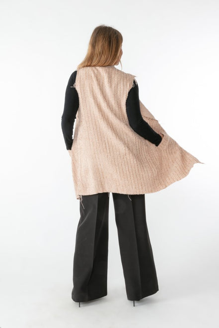 Gilet Barcelona bouclè lurex rosa