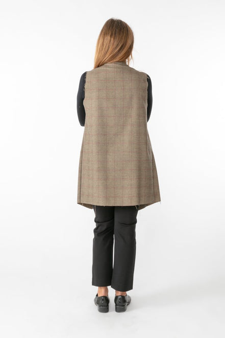 Gilet Barcelona principe di galles beige, nero e rosso