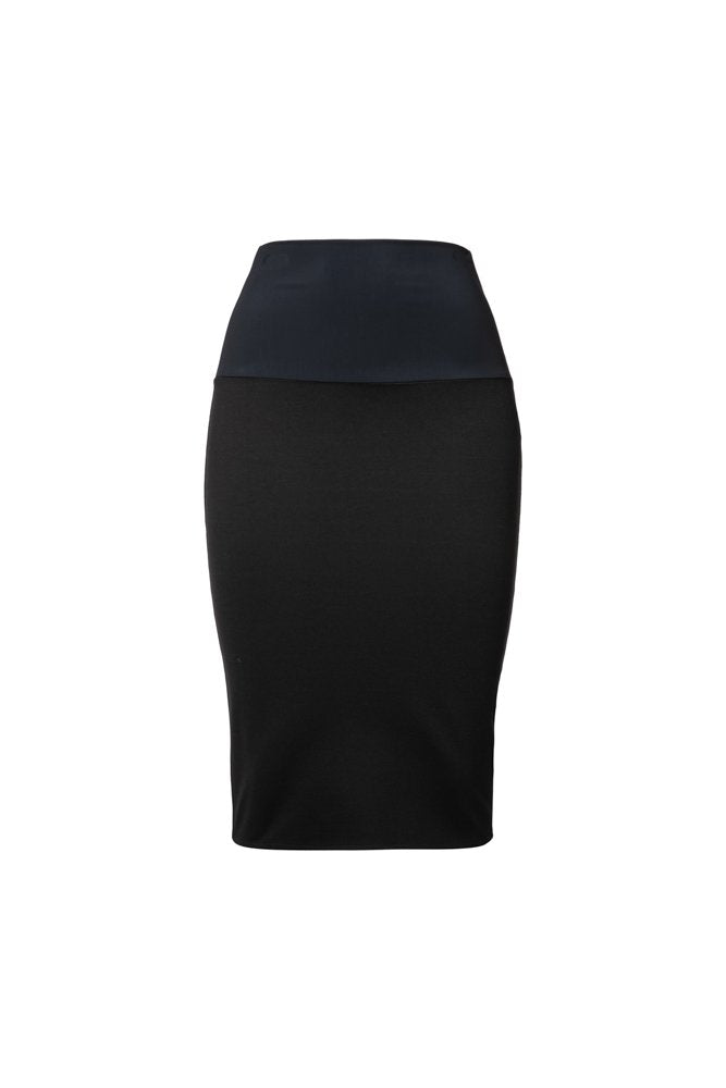 Gonna Tulip longuette punto Milano nero con baschina