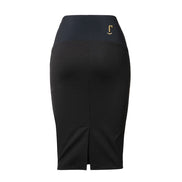 Gonna Tulip longuette punto Milano nero con baschina