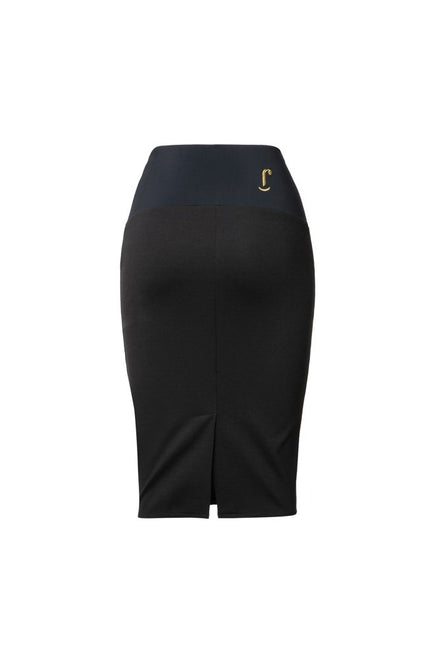 Gonna Tulip longuette punto Milano nero con baschina